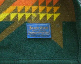 Vintage PENDLETON Beaver State Wool Blanket Indian Aztec Design EUC 5