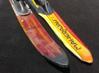 Vintage Maherajah Wood Slalom Water Ski 165cm W/bindings And Case