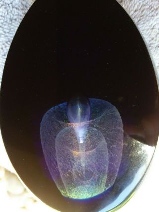 Vintage 1970 - 80 ORIENT & FLUME Lighted Art Glass EGG PAPERWEIGHT Signed Numbered 8