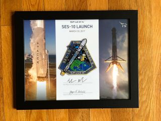 Spacex Ses - 10 Employee Numbered Patch On Certificate,  Framed W Rare Box