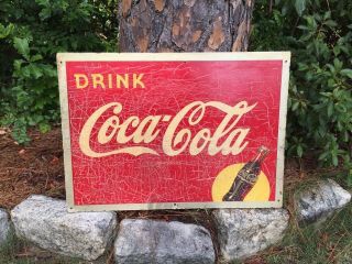 Coca Cola Advertising Sign - Vintage 1940’s On Masonite