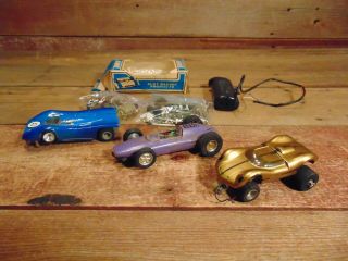 Vintage Slot Cars 1/32 Scale Porche Coupe Others With Parts & Controller