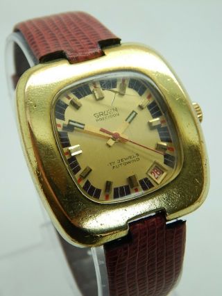 Vintage Gruen 17 Jewel Automatic Mens Wist Watch Cal.  731 Ca Gold Toned