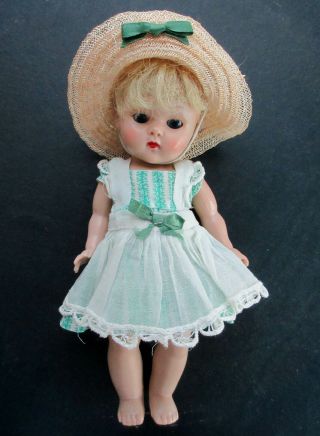 Vintage Vogue Ginny Doll Tiny Miss Series Lucy Painted Lashes Tagged Dress Strun
