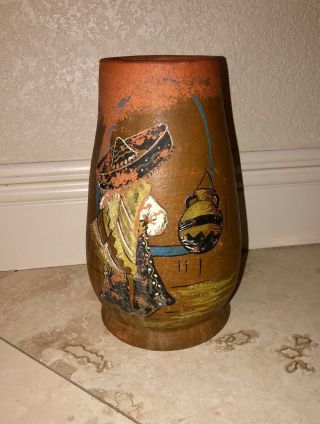 Vintage Signed La Luz Pottery Vase 10 Inch