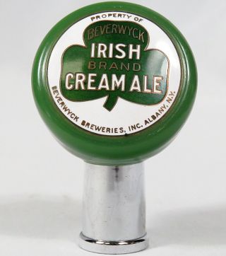 Vintage Beverwyck Breweries Irish Cream Ale Beer Ball Tap Knob Handle Green N.  Y.