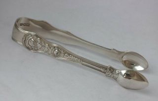 Antique Rose Pattern Solid Sterling Silver Sugar Tongs 1902/ 13 Cm/ 75g