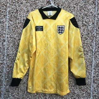 1990 1991 England Goalkeeper Football Shirt - S Peter Shilton Vintage Umbro Gk