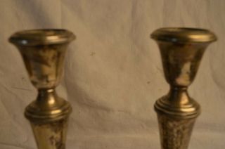 PAIR 2 PC GORHAM PURITAN STERLING SILVER CANDLESTICK CANDLE HOLDER 638 9” LARGE 3