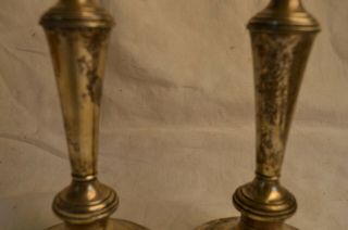 PAIR 2 PC GORHAM PURITAN STERLING SILVER CANDLESTICK CANDLE HOLDER 638 9” LARGE 4
