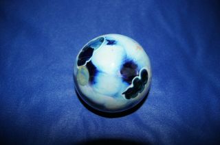 John C.  Lewis " Moon & Clouds " Art Glass Paperweight - Collectible Vintage 1974
