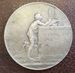 Rare Marriage Medal Solid Silver By G.  Dupré " La Rédemption " 73 Mm - 155.  40 G.