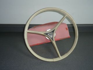 Vintage Marine Fiberglass Boat Steering Wheel 3 - Spoke 15 " W/ Cable Pulley Drum