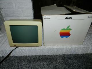 Vintage Apple Iic Computer Monitor Model A2m4090 W/original Box & Power Cord