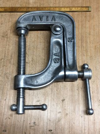 Rare Vintage Avia 3 - 1/2” C Clamp With Power Screw Pat Pend Heavy Duty