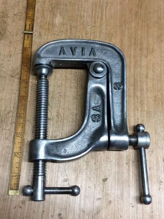 Rare Vintage Avia 3 - 1/2” C Clamp With Power Screw Pat Pend Heavy Duty 2