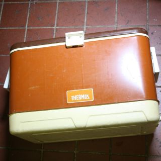 Vintage Thermos Cooler Brown Tan Camping Picnic Sun Packer