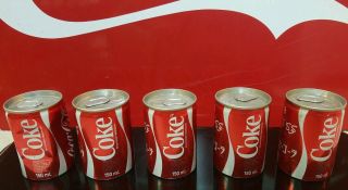 VTG XXX RARE FULL NOS UNCIRCULATED COCA - COLA Foreign Alum.  FIVE Cans - 150 ml 2