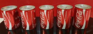 VTG XXX RARE FULL NOS UNCIRCULATED COCA - COLA Foreign Alum.  FIVE Cans - 150 ml 4