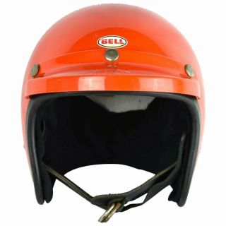 Vtg 70s Bell Rt Magnum Toptex Motorcycle Car Racing Orange Helmet W/ Visor 7 3/8