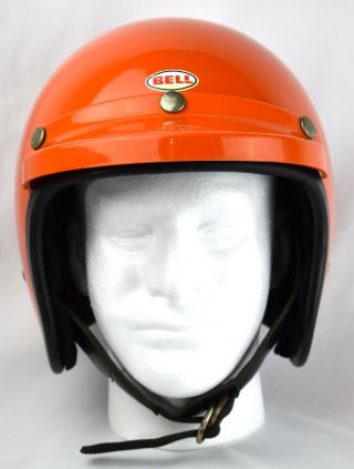 VTG 70s BELL RT MAGNUM TOPTEX MOTORCYCLE CAR RACING ORANGE HELMET w/ VISOR 7 3/8 3