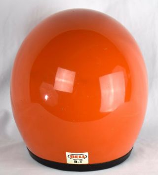 VTG 70s BELL RT MAGNUM TOPTEX MOTORCYCLE CAR RACING ORANGE HELMET w/ VISOR 7 3/8 5