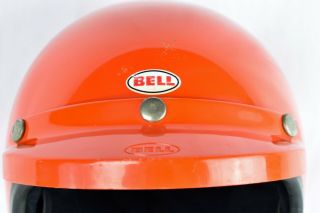 VTG 70s BELL RT MAGNUM TOPTEX MOTORCYCLE CAR RACING ORANGE HELMET w/ VISOR 7 3/8 6