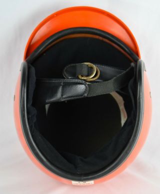 VTG 70s BELL RT MAGNUM TOPTEX MOTORCYCLE CAR RACING ORANGE HELMET w/ VISOR 7 3/8 9