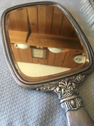 Watson Company Sterling Silver Vanity Hand Mirror and Brush Lily Blossoms 5