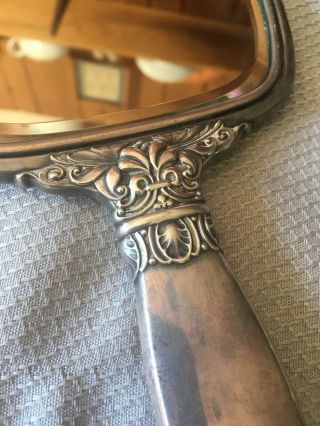 Watson Company Sterling Silver Vanity Hand Mirror and Brush Lily Blossoms 6