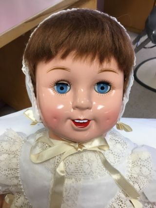 “baby Rosebud” Large Vintage Doll With Stand,  Certified By Kenneth Young