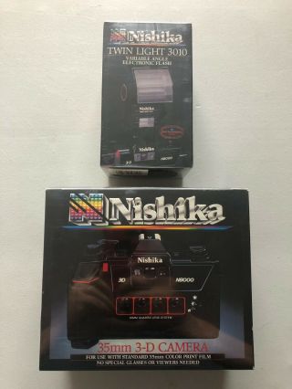 Nishika N8000 35mm 3 - D Camera  With Flash.  Vintage