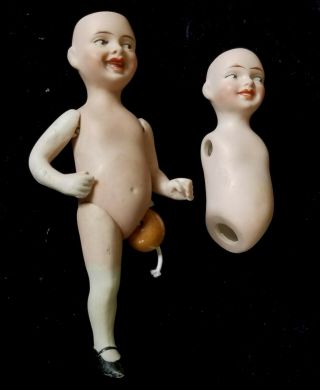 Antique Jeanne Orsini 5 " Bisque Partial Doll Pair Mimi Vivi