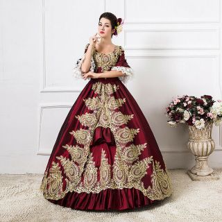 Vintage Women Renaissance Marie Antoinette Rococo Baroque Cosplay Costume Dress