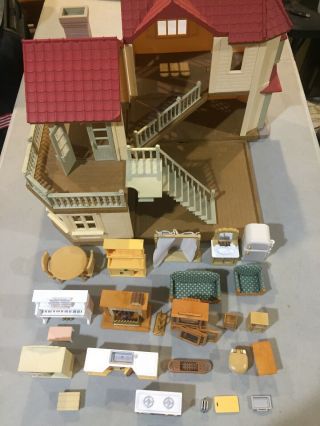 Rare Vintage 1985 Epoch Calico Critters Sylvanian Family House,  Furniture