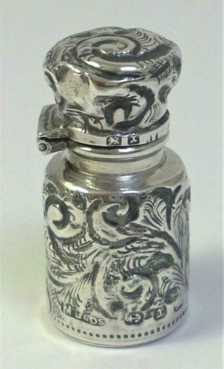Victorian Hallmarked Sterling Silver Miniature Scent / Perfume Bottle – 1897