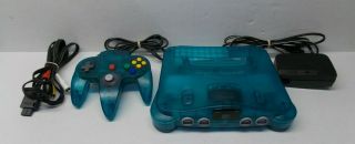 Vtg Nintendo 64 Ice Blue Video Game System Console Matching Controller Cables