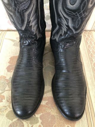 Men’s Vintage Tony Lama Black Lizard Skin Western Cowboy Boots / Size 10 Ee