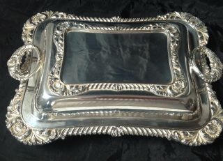 Antique R.  G&s Sheffield Silver Plated 2 Handle Ornate Tureen /serving Dish & Lid