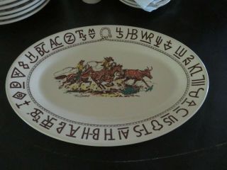Vintage Wallace China Till Goodan Rodeo Pattern Westward Ho Large Platter