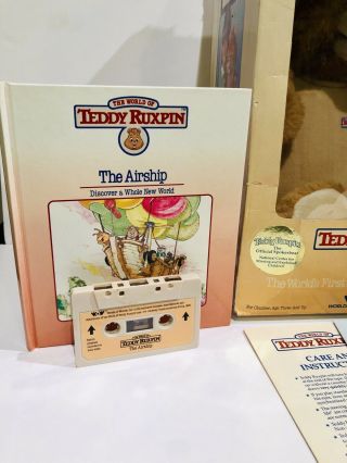 Vintage WOW 1985 TEDDY RUXPIN Box Paperwork 2Book Cassette Tape 2
