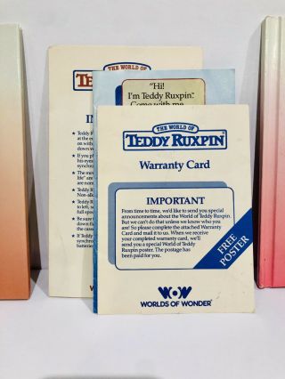 Vintage WOW 1985 TEDDY RUXPIN Box Paperwork 2Book Cassette Tape 7