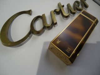 Cartier Lighter - Rare Playboy Bunny Logo - Five - Sided - Lacquer/gold Plated