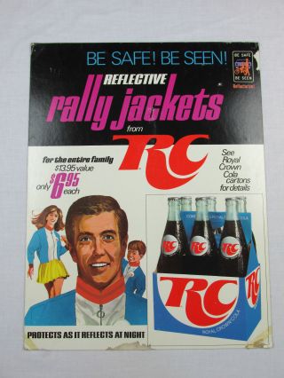 Vintage Rc Royal Crown Cola Soda Advertising Poster Board Rally Jackets Rare