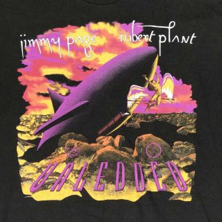 Vintage Jimmy Page Robert Plant No Quarter Unledded Concert Tour 1995 Xl T Shirt