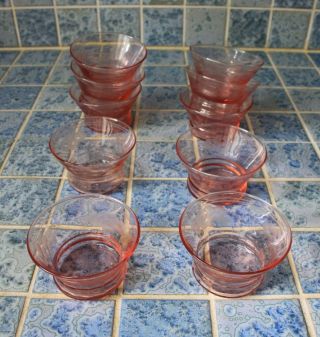 Vintage Pink Depression Glass Desert Bowls Set Of 10