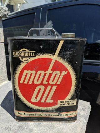 Vintage Wearwell Motor Oil 2 Gallon Can Western Auto Supply Rare