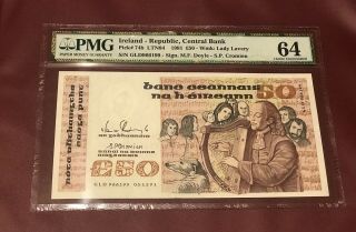 Republic Central Bank Of Ireland 50 Pounds 1991 Unc Pmg 64 Pick 74b Rare