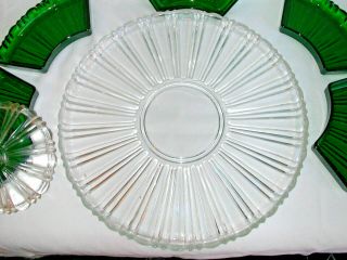 Vtg Anchor Hocking Lazy Susan Forest Green Old Cafe w/ RARE 2 Piece Glass Swivel 5