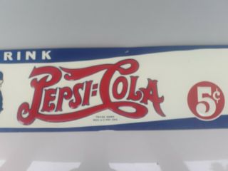 Vintage Pepsi Cola Double Dot Metal Tin Antique Sign 1940 Very Rare HTF Cops 6